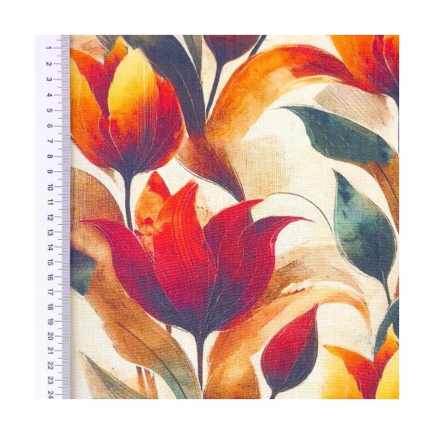 Viscose linen Digital print, Blomster